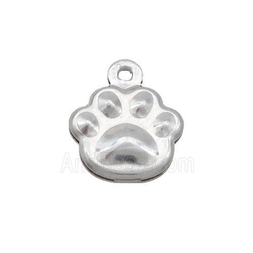 Raw Stainless Steel Paw Pendant