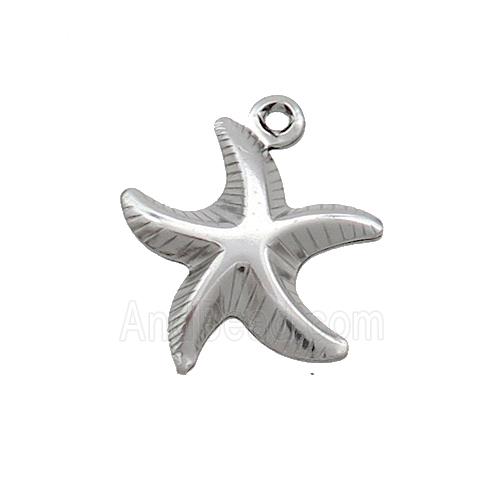 Raw Stainless Steel Starfish Charm Pendant