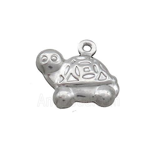 Raw Stainless Steel Tortoise Charm Pendant