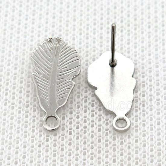 Raw Stainless Steel Stud Earrings Leaf