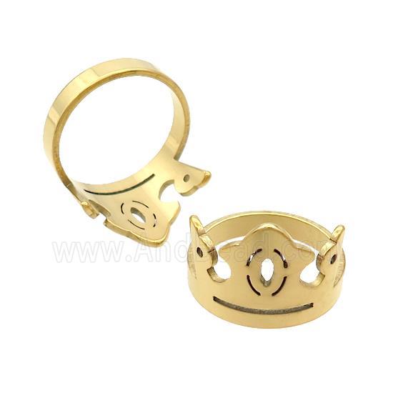 Stainless Steel Rings Crown Gold Plated