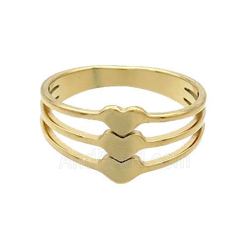 Stainless Steel Rings Heart Gold Plated