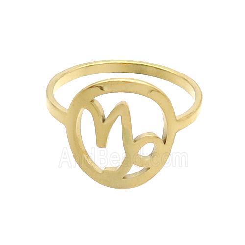 Stainless Steel Rings Virgo Zodiac Gold Plated