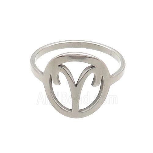 Raw Stainless Steel Rings Zodiac Aries