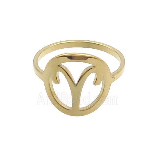 Stainless Steel Rings Zodiac Aries Gold Plated
