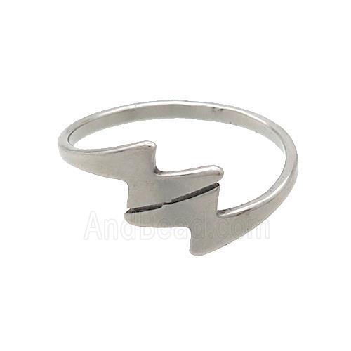 Raw Stainless Steel Rings Lightning Symbols