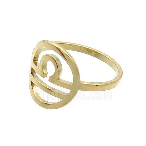 Stainless Steel Rings Zodiac Libra Gold Plated