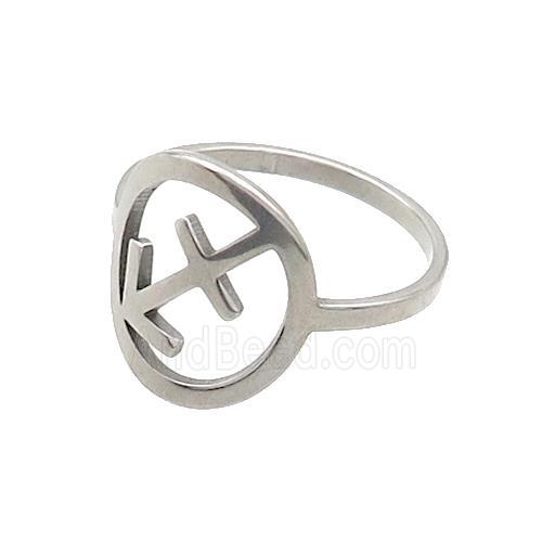 Raw Stainless Steel Rings Zodiac Sagittarius