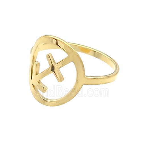 Stainless Steel Rings Zodiac Sagittarius Gold Plated