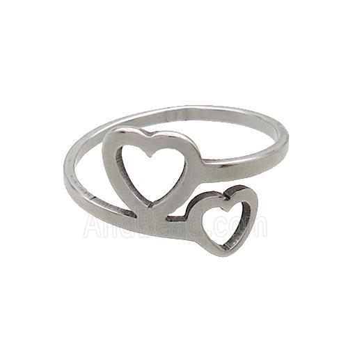 Raw Stainless Steel Rings Heart