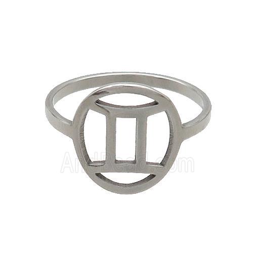 Raw Stainless Steel Rings Zodiac Gemini