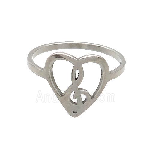 Raw Stainless Steel Rings Musical Notes