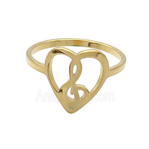 Stainless Steel Rings Musical Notes Gold Plated