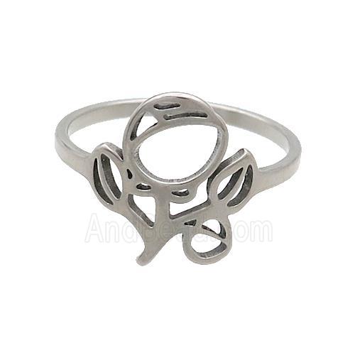 Raw Stainless Steel Rings Flower