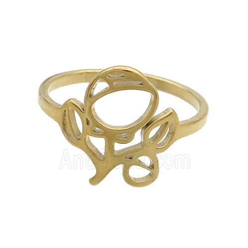Stainless Steel Rings Flower Gold Plated