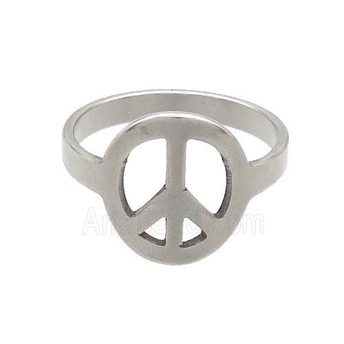 Raw Stainless Steel Rings Peace Signs