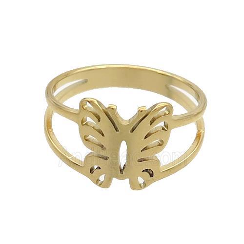 Stainless Steel Rings Butterfly Gold Plated