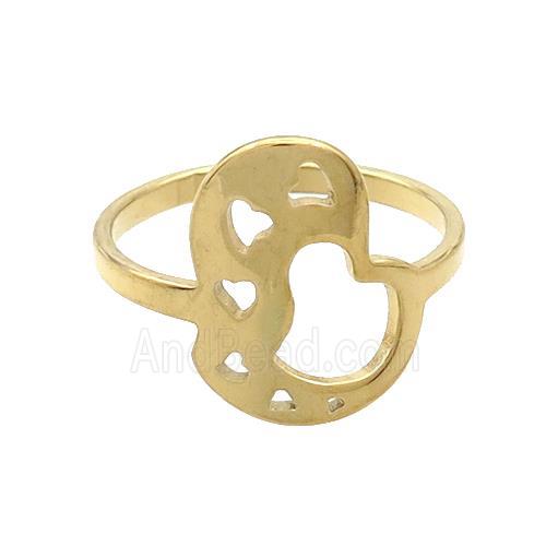 Stainless Steel Rings Heart Gold Plated