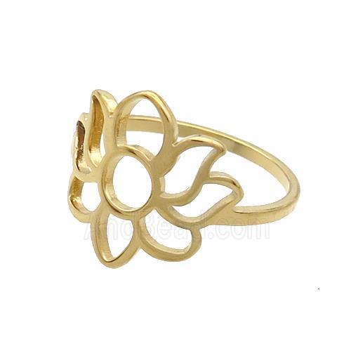 Stainless Steel Rings Flower Gold Plated