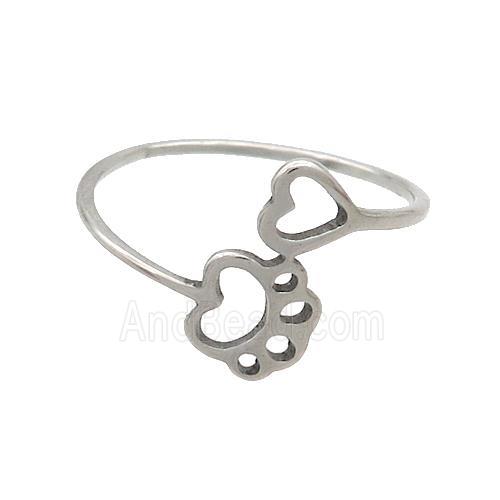 Raw Stainless Steel Rings Paw