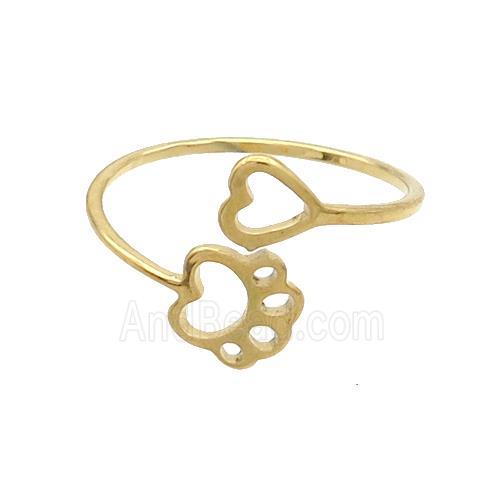 Stainless Steel Rings Paw Gold Plated