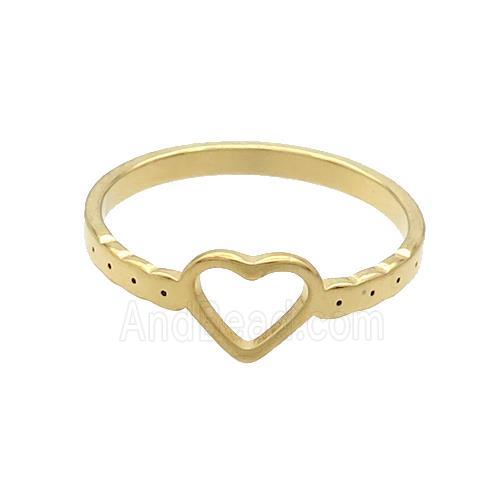 Stainless Steel Heart Rings Gold Plated