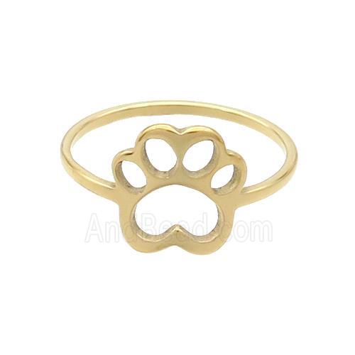 Stainless Steel Rings Paw Gold Plated