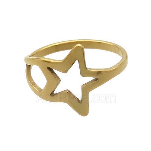 Stainless Steel Star Rings Gold Plated