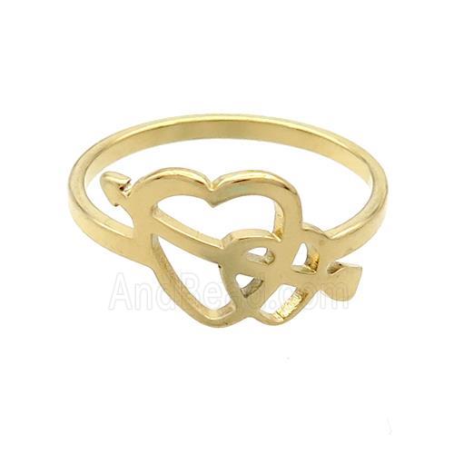 Stainless Steel Rings Cupid Arrow Gold Plated