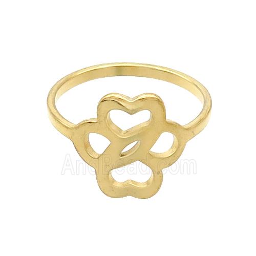 Stainless Steel Rings Flower Gold Plated
