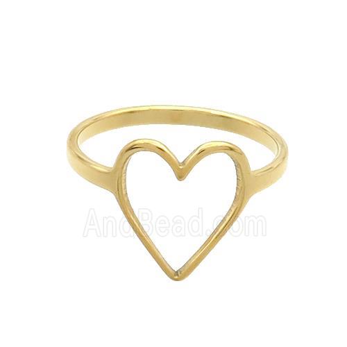 Stainless Steel Heart Rings Gold Plated