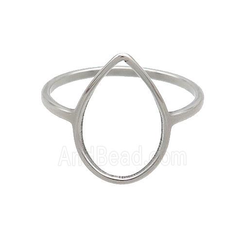 Raw Stainless Steel Rings Teardrop