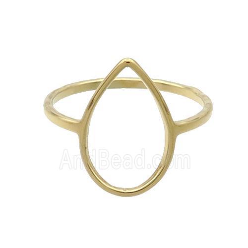 Stainless Steel Rings Teardrop Gold Plated