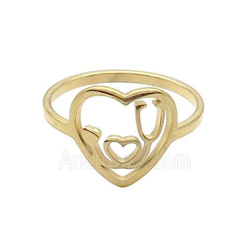 Stainless Steel Heart Rings ILOVEU Gold Plated