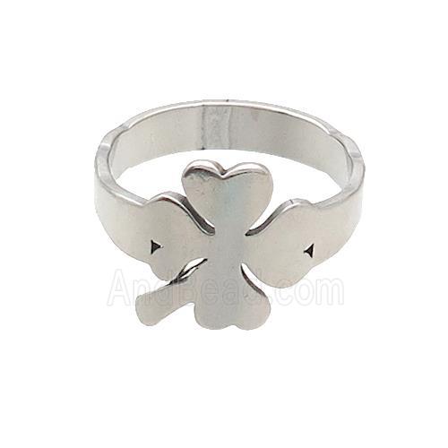 Raw Stainless Steel Clover Rings