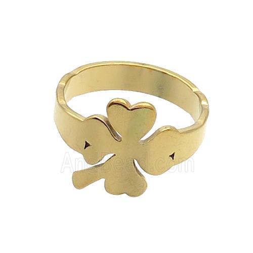 Stainless Steel Clover Rings Gold Plated