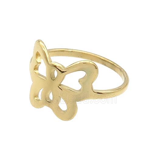 Stainless Steel Rings Butterfly Gold Plated