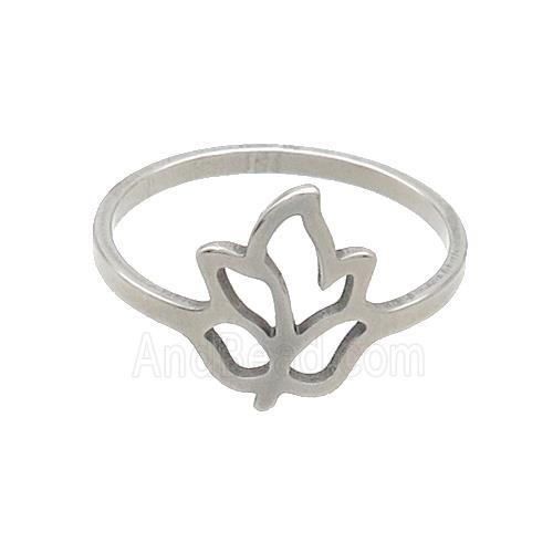 Raw Stainless Steel Flower Tulip Rings Flower