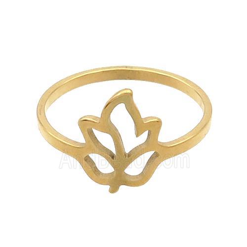 Stainless Steel Flower Tulip Rings Flower Gold Plated