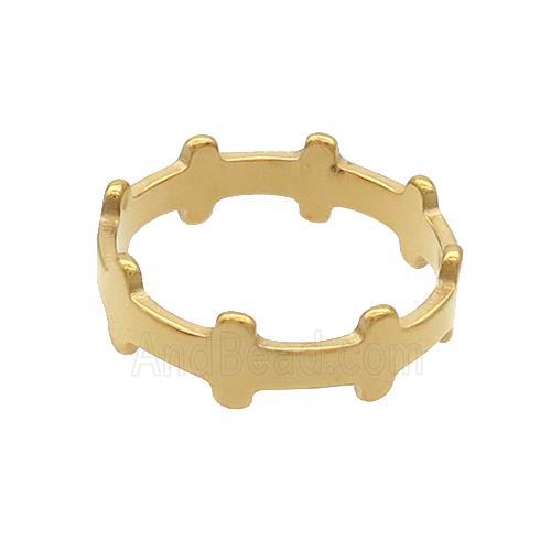 Stainless Steel Rings Crosses Gold Plated