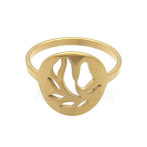 Stainless Steel Rings Flower Gold Plated