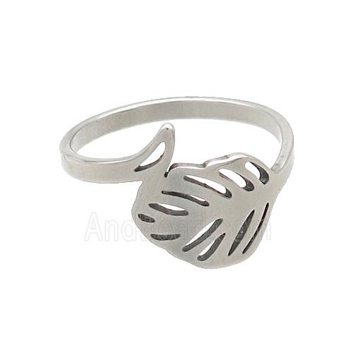 Raw Stainless Steel Leaf Rings