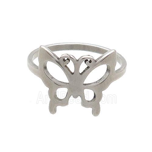 Raw Stainless Steel Rings Butterfly