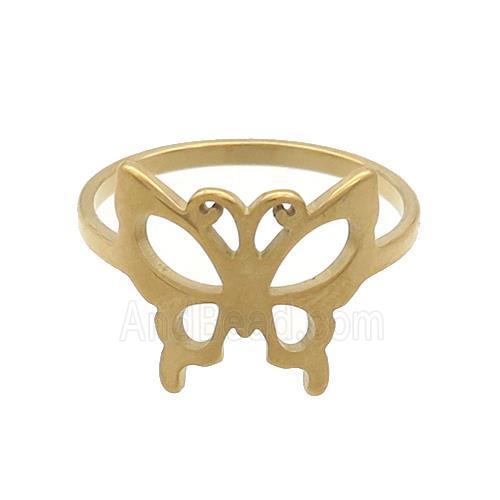 Stainless Steel Rings Butterfly Gold Plated