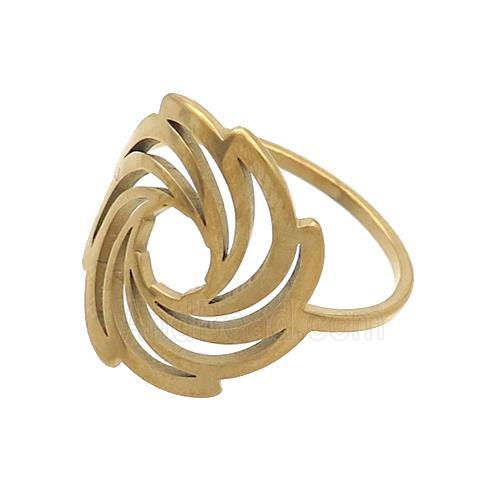 Stainless Steel Rings Hot Wheels Swirl Gold Plated