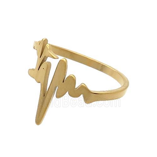 Stainless Steel Rings Heartbeat Gold Plated