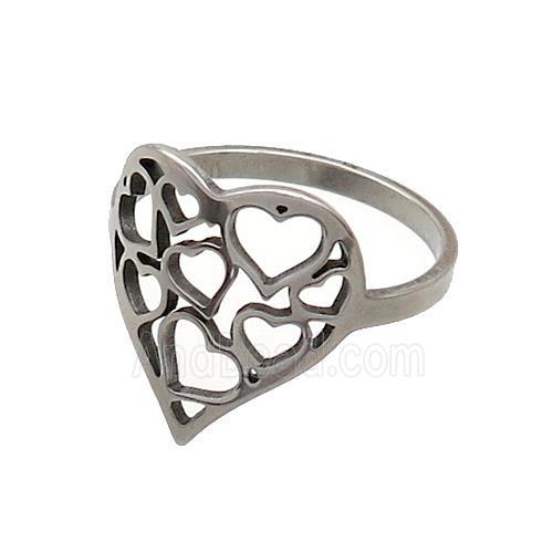 Raw Stainless Steel Heart Rings