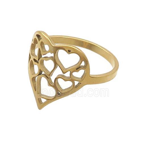 Stainless Steel Heart Rings Gold Plated