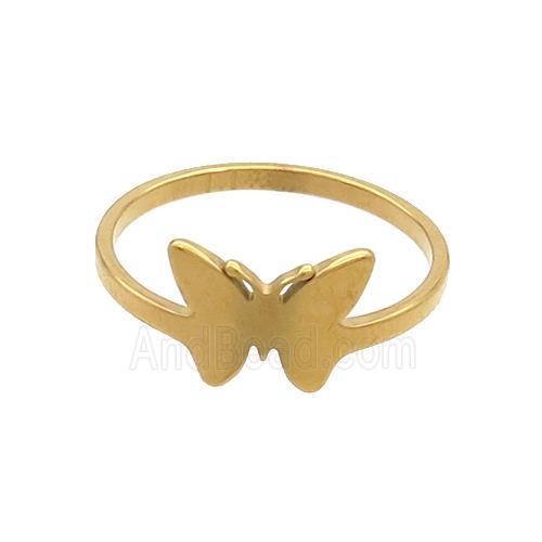 Stainless Steel Butterfly Rings Gold Plated