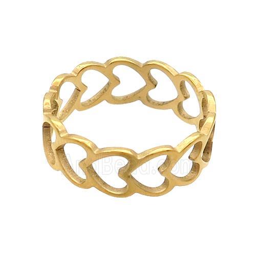 Stainless Steel Heart Rings Gold Plated